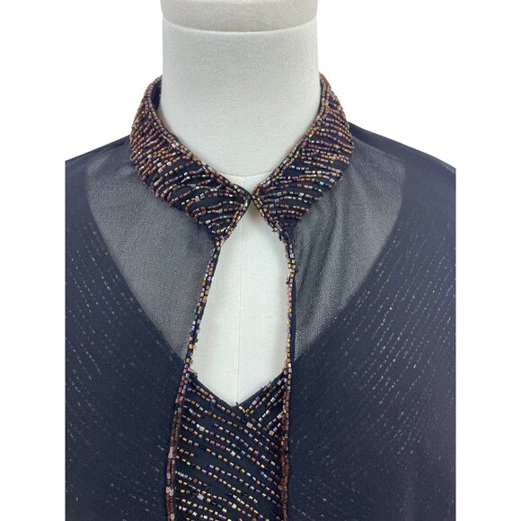 Jkara Black & Gold Sleeveless Top With Sheer Long Sleeve Jacket Set Size 14 - Picture 8 of 13